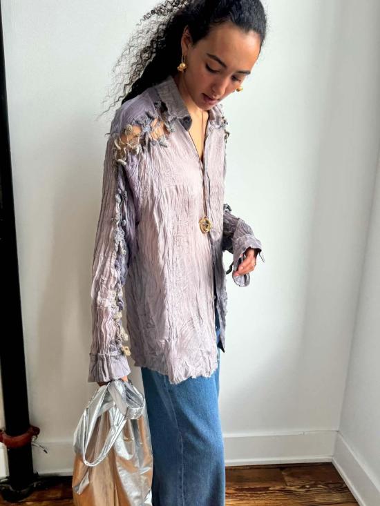  Luna Del Pinal 블라우스 루나 델 피날 오렌지 필 크로셰 이브닝 셔츠 시민 트와일라잇 - OTHER BRANDS