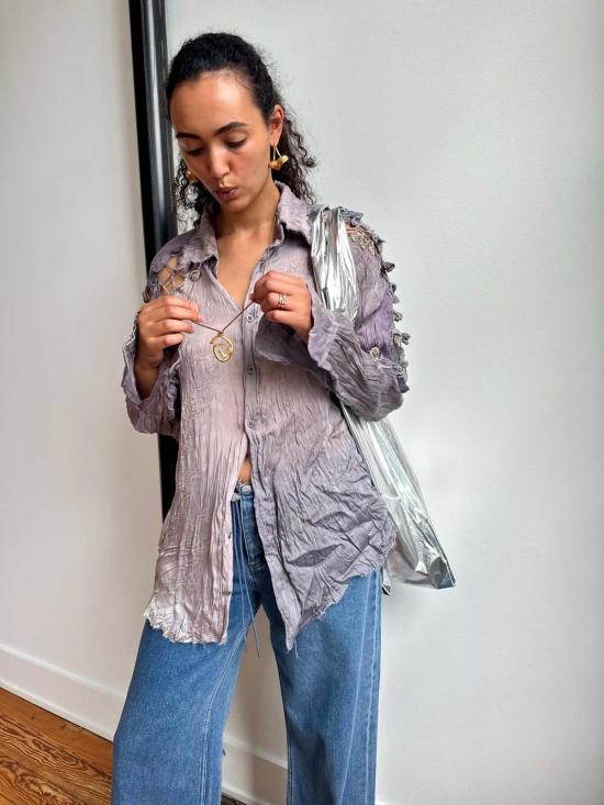  Luna Del Pinal 블라우스 루나 델 피날 오렌지 필 크로셰 이브닝 셔츠 시민 트와일라잇 - OTHER BRANDS