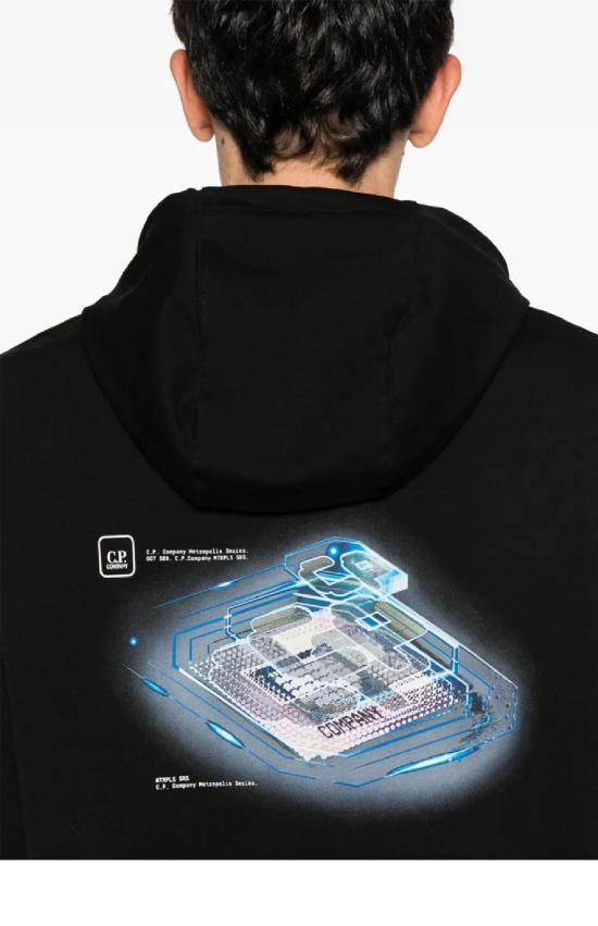 25SS 씨피 컴퍼니 후드 티셔츠 18CLSS052A 006452W 999 BLACK DOM - C.P. COMPANY