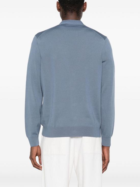 25SS 메종키츠네 볼드 폭스 헤드 패치 V넥 가디건 MM00509KT10360075 BRETON BLUE DOM - MAISON KITSUNE