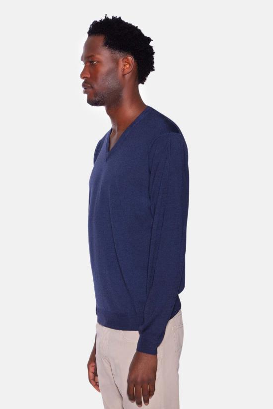  필리포 드 로렌티스 스웨터 필리포 드 라우렌티스 라이트웨이트 메리노 V넥 미드나잇 - FILIPPO DE LAURENTIIS