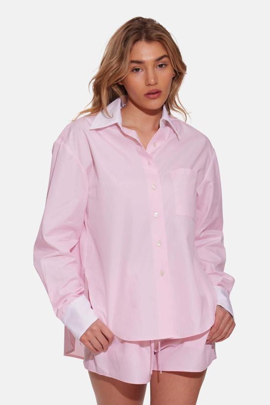  블루&크림 라운지 웨어 릴리 팝린 세트 핑크 - BLUE&CREAM