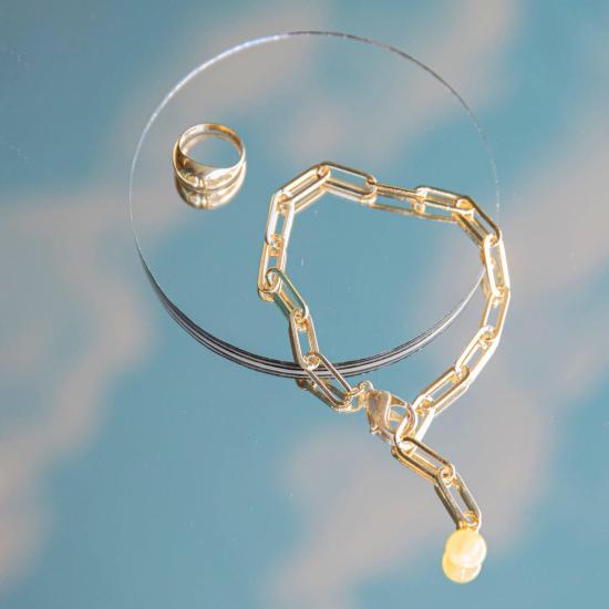  바비 카 팔찌 Bobbie Carr Xl 플랫 링크 페이퍼 클립 , 앰버 스톤 포함 - BOBBIE CARR