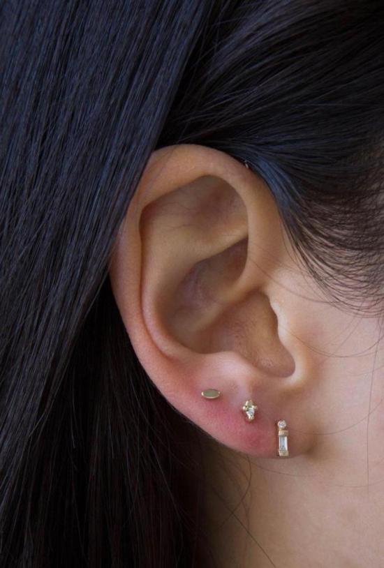  제니 권 디자인스 목걸이/팬던트 제니 권 디자인 바게트 도트 스터드 14K 옐로우/로즈/화이트 골드 - JENNIE KWON DESIGNS