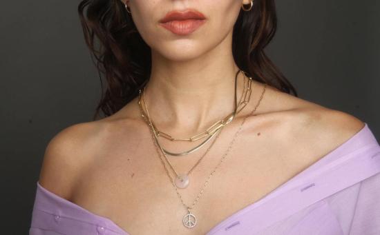  바비 카 목걸이/팬던트 Bobbie Carr 다이아몬드 평화 사인 목걸이 - BOBBIE CARR