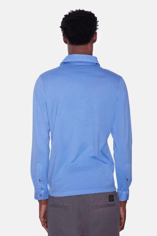  필리포 드 로렌티스 폴로 티셔츠 필리포 드 라우렌티스 코튼 롱슬리브 폴로 블루 - FILIPPO DE LAURENTIIS
