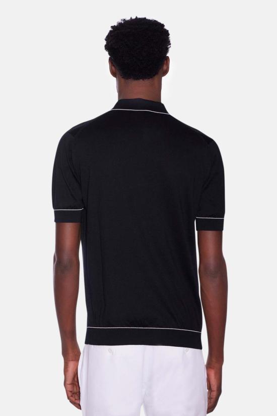  필리포 드 로렌티스 반팔 셔츠 필리포 드 라우렌티스 파인 코튼 반팔  미드나잇/화이트 - FILIPPO DE LAURENTIIS