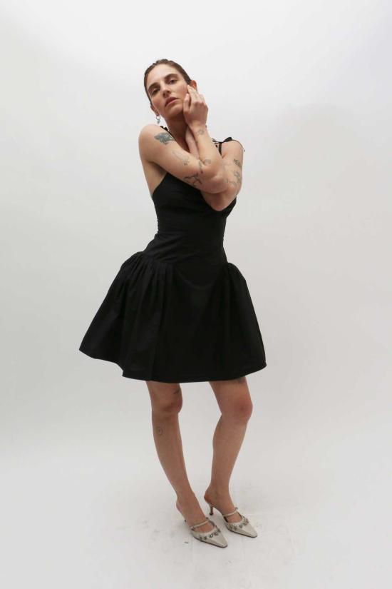  Yuhan Wang 숏 원피스 유한왕 보우 타이 후프 드레스 - YUHAN WANG