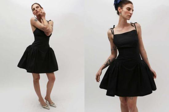  Yuhan Wang 숏 원피스 유한왕 보우 타이 후프 드레스 - YUHAN WANG