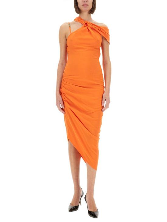 25SS 베르사체 미디 원피스 78HAO903 N0432565 ORANGE - VERSACE