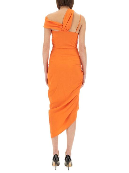 25SS 베르사체 미디 원피스 78HAO903 N0432565 ORANGE - VERSACE