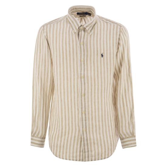 25SS 폴로 랄프로렌 긴팔 셔츠 710969636 BEIGE WHITE