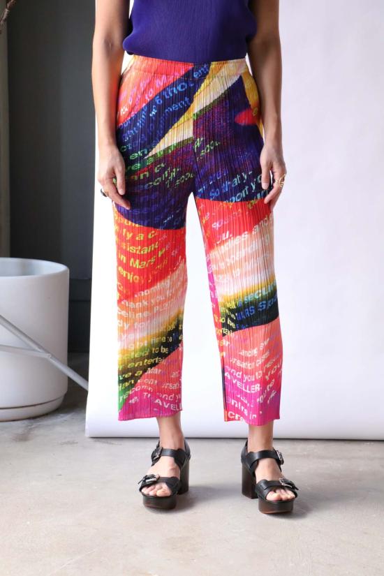  이세이 미야케 스트레이트 팬츠 플리츠 플리즈  보이저 팬츠 선셋 오렌지