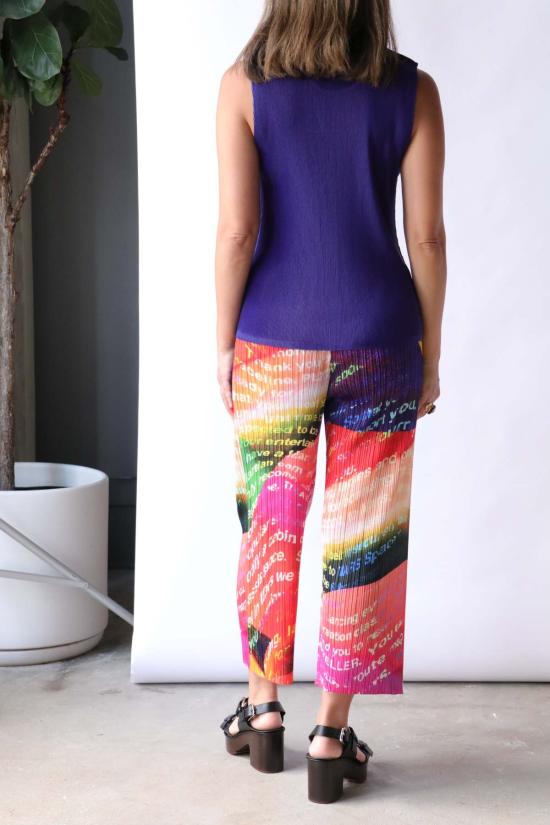  이세이 미야케 스트레이트 팬츠 플리츠 플리즈  보이저 팬츠 선셋 오렌지 - ISSEY MIYAKE