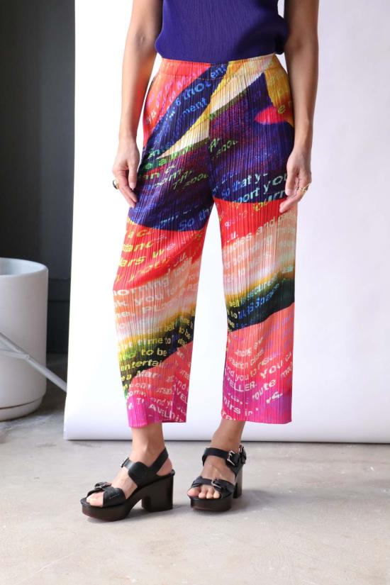  이세이 미야케 스트레이트 팬츠 플리츠 플리즈  보이저 팬츠 선셋 오렌지 - ISSEY MIYAKE