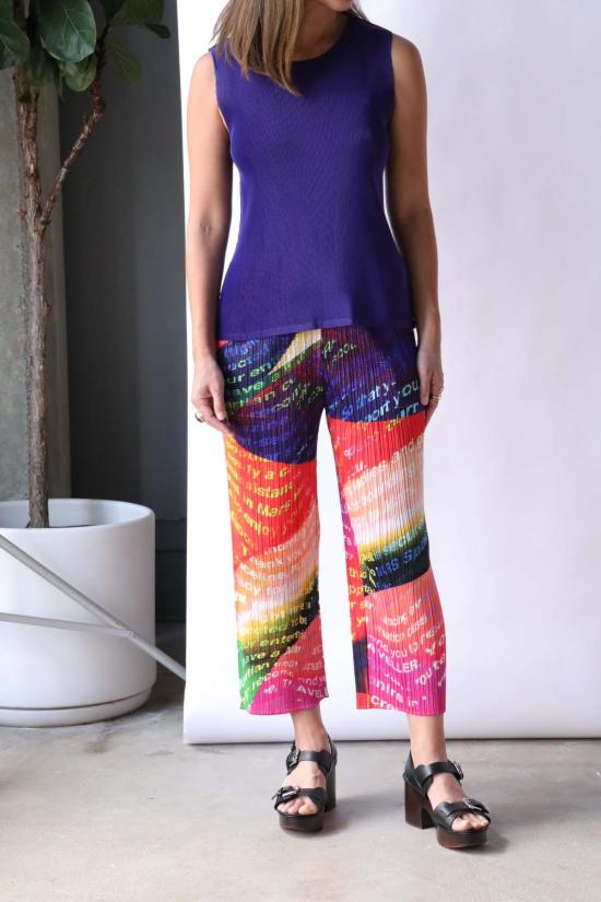  이세이 미야케 스트레이트 팬츠 플리츠 플리즈  보이저 팬츠 선셋 오렌지 - ISSEY MIYAKE