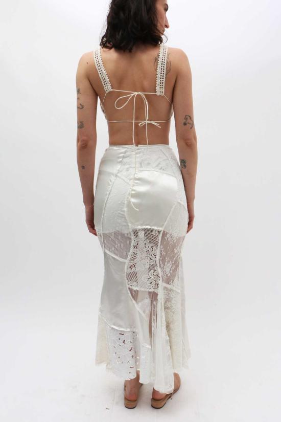  유한왕 롱 스커트 레이스 패치 머메이드 스커트 - YUHAN WANG