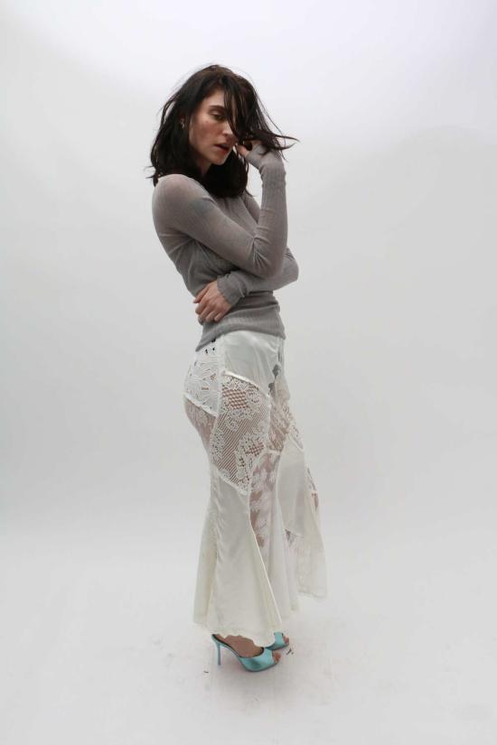  유한왕 롱 스커트 레이스 패치 머메이드 스커트 - YUHAN WANG