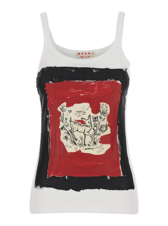 25SS 마르니 민소매 티셔츠 THJE0364PYUSCX6900W01 White