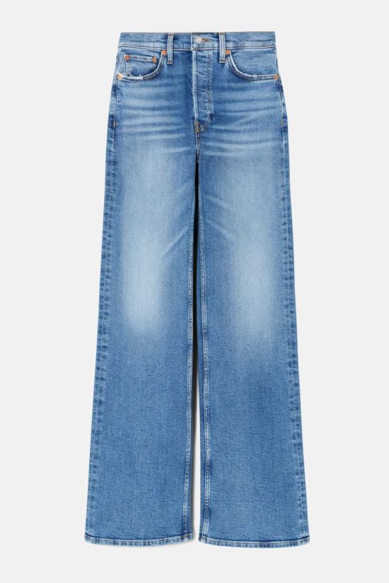  리던 데님 팬츠 Re/Done 70년대 울트라 하이라이즈 와이드 레그 인디고 스톰 - RE/DONE