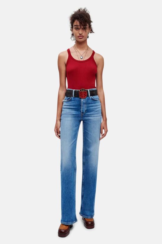  리던 데님 팬츠 Re/Done 70년대 울트라 하이라이즈 와이드 레그 인디고 스톰