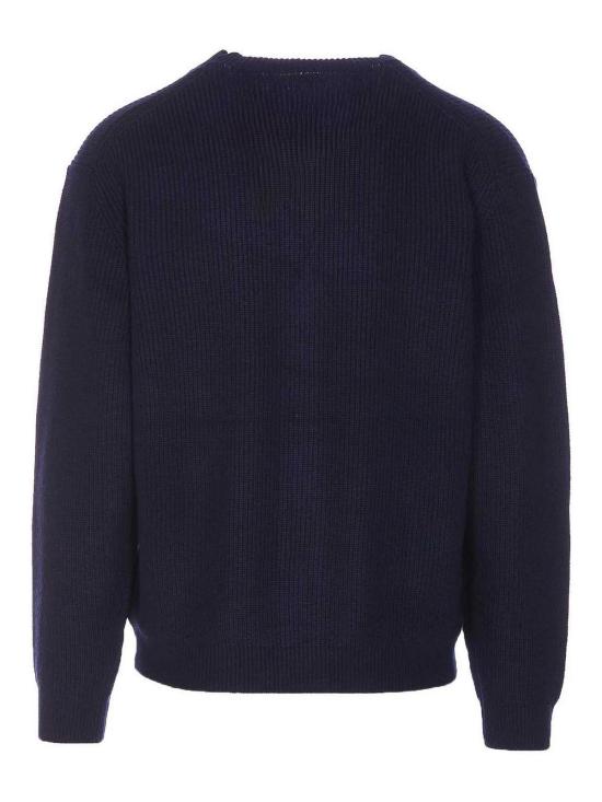  메종키츠네 볼드 폭스 헤드 패치 컴포트 립드 가디건 NM00501KT1093P476 Blue - MAISON KITSUNE