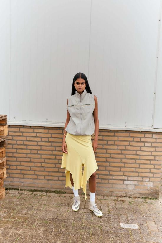  아서 미디 스커트 저지 드레이프 스커트 시트론