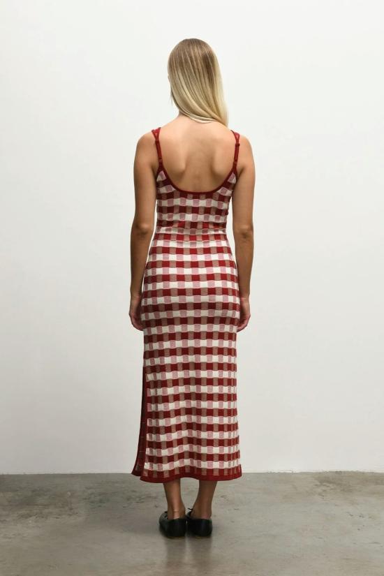  하우스오브써니 롱 원피스 하우스 오브 서니 더 피크닉 호크니 드레스 레드 체크 - HOUSE OF SUNNY