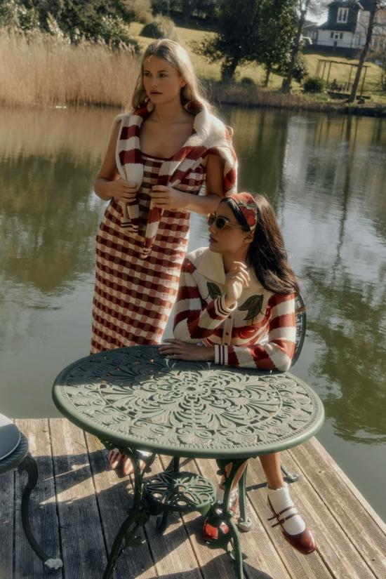  하우스오브써니 롱 원피스 하우스 오브 서니 더 피크닉 호크니 드레스 레드 체크 - HOUSE OF SUNNY