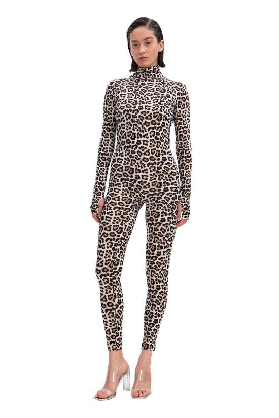  모노수트 바디수트 티셔츠 백리스 롱슬리브 터틀넥 바디수트 화이트 레오