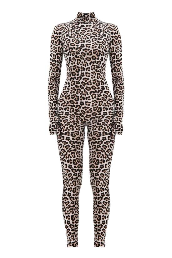  모노수트 바디수트 티셔츠 백리스 롱슬리브 터틀넥 바디수트 화이트 레오 - MONOSUIT