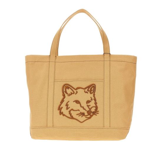  메종키츠네 토트백 메종 키츠네 라지 '폭스 헤드' 캔버스  맨 베이지