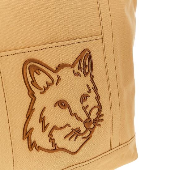  메종키츠네 토트백 메종 키츠네 라지 '폭스 헤드' 캔버스  맨 베이지 - MAISON KITSUNE