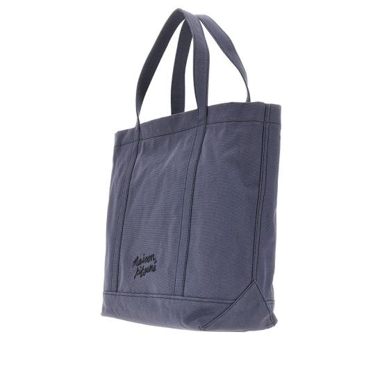  메종키츠네 토트백 메종 키츠네 라지 '폭스 헤드' 캔버스  맨 블루 - MAISON KITSUNE