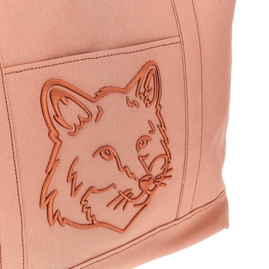  메종키츠네 토트백 메종 키츠네 라지 '폭스 헤드' 캔버스  맨 핑크 - MAISON KITSUNE