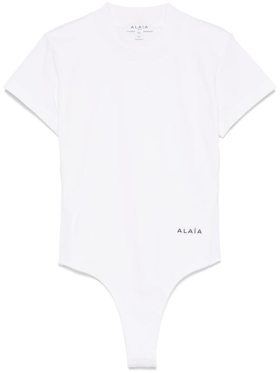 25SS 알라이아 바디수트 티셔츠 AA9B0354J065A 000 White