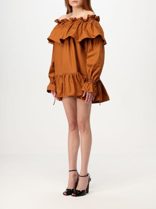 25FW 생로랑 숏 원피스 820312Y3A99 2498 Brick Red - SAINT LAURENT