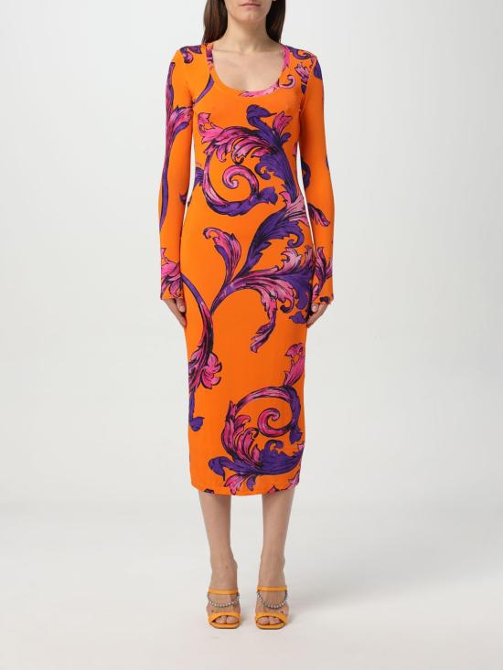 25SS 베르사체 미디 원피스 78HAO920JS471 565 Orange