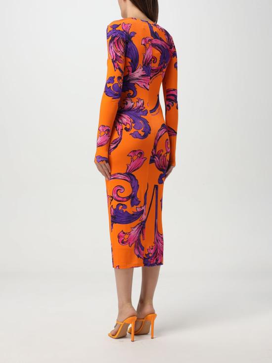 25SS 베르사체 미디 원피스 78HAO920JS471 565 Orange - VERSACE