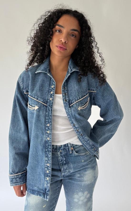  타나카 데님 셔츠 웨스턴 셔츠 빈티지 블루