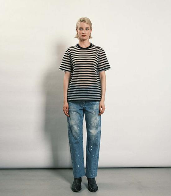  타나카 데님 팬츠 스트레이트 진 팬츠 블리치 블루 - TANAKA