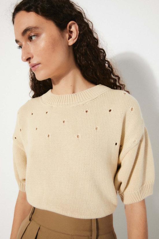  리타 반팔 티셔츠 로우 그레이스  베이지 - RITA