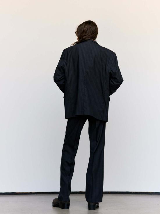  세컨드 레이어 수트 자켓 세컨드/레이어 바리오 블레이저 네이비 & 그레이 핀스트라이프 - SECOND/LAYER