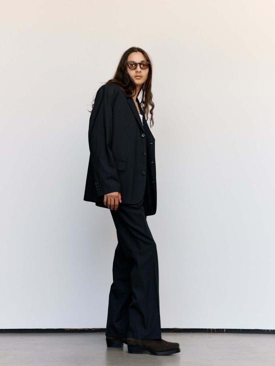  세컨드 레이어 수트 자켓 세컨드/레이어 바리오 블레이저 네이비 & 그레이 핀스트라이프 - SECOND/LAYER