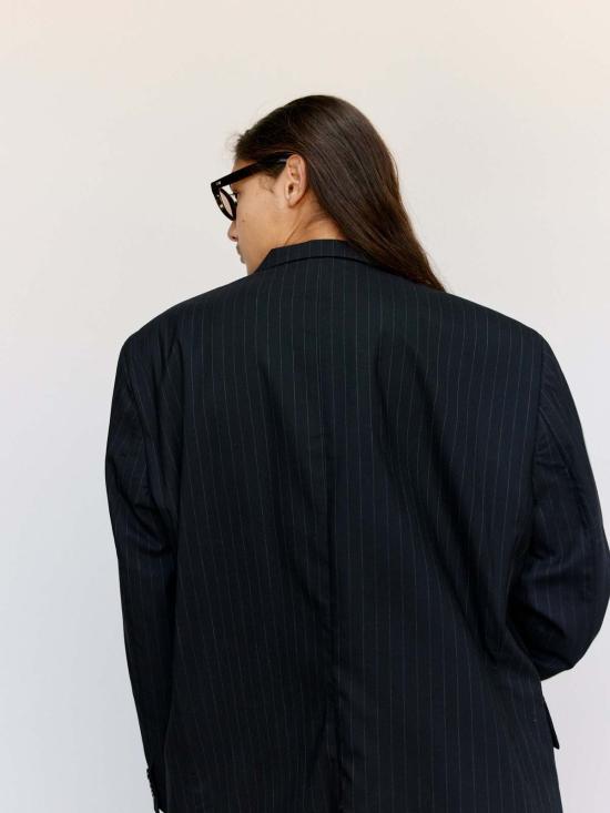  세컨드 레이어 수트 자켓 세컨드/레이어 바리오 블레이저 네이비 & 그레이 핀스트라이프 - SECOND/LAYER