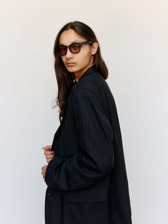  세컨드 레이어 수트 자켓 세컨드/레이어 바리오 블레이저 네이비 & 그레이 핀스트라이프 - SECOND/LAYER