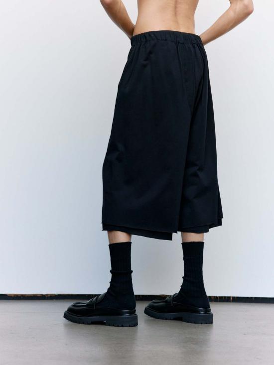  마르니 스트레이트 팬츠 Marni 블랙 프린트 인용구 코튼 3/4 팬츠 - MARNI