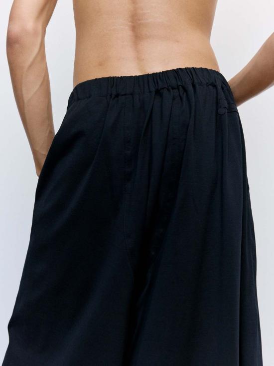  마르니 스트레이트 팬츠 Marni 블랙 프린트 인용구 코튼 3/4 팬츠 - MARNI