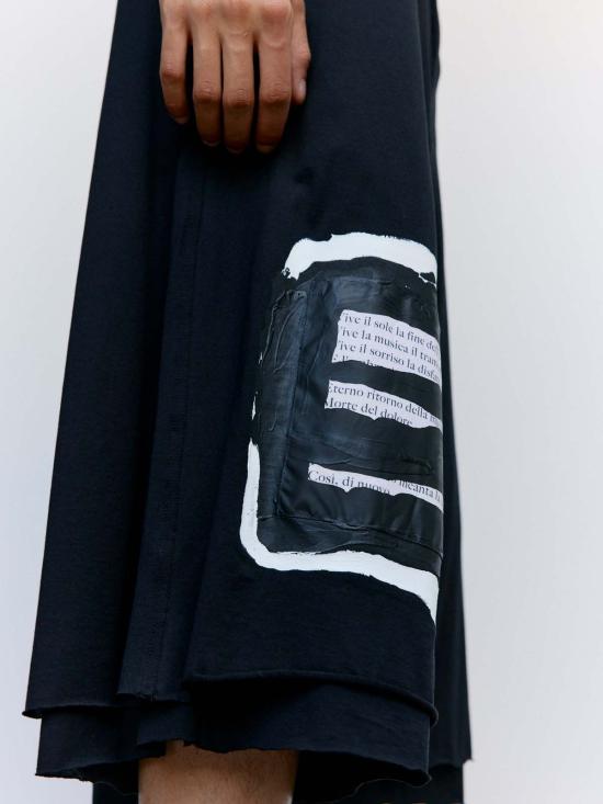  마르니 스트레이트 팬츠 Marni 블랙 프린트 인용구 코튼 3/4 팬츠 - MARNI