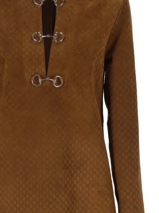 25SS 구찌 GG 스웨이드 홀스빗 원피스 817757 XNA5G2234 Cuir - GUCCI